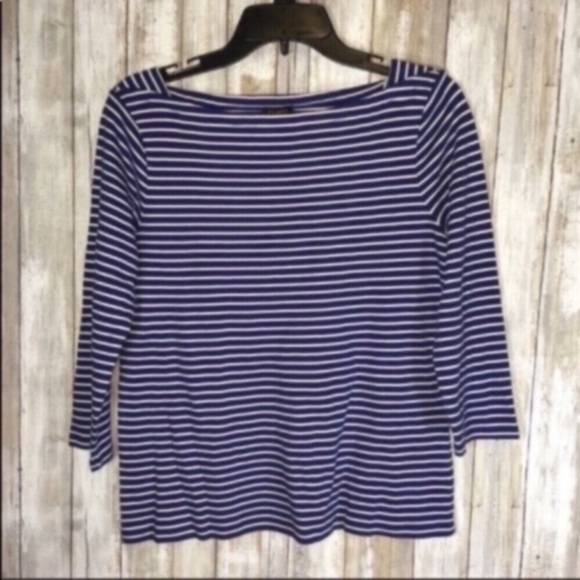 Talbots Tops - Talbots Blue Striped 3/4 Sleeve Blouse